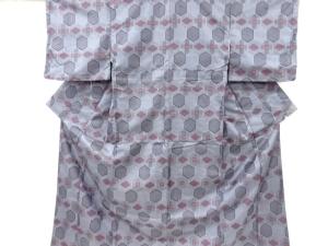 亀甲に抽象模様織り出し西陣お召着物アンサンブル